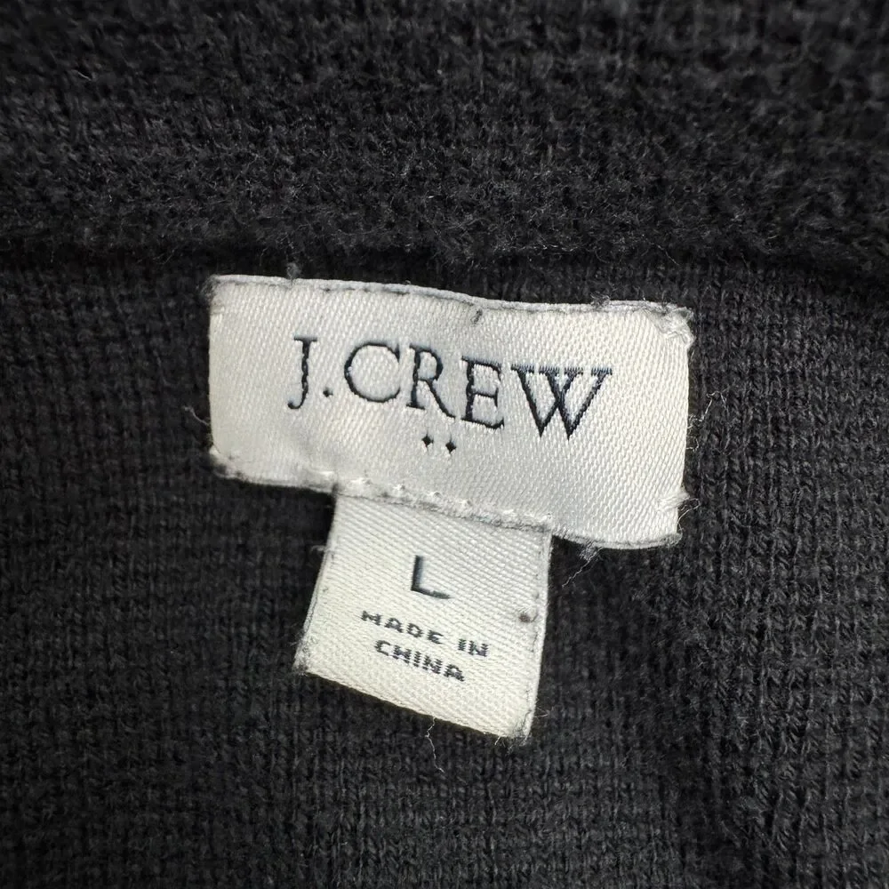 J.Crew Schoolboy Cardigan Sweater Blazer Jacket Womens Large Black Knit Cotton